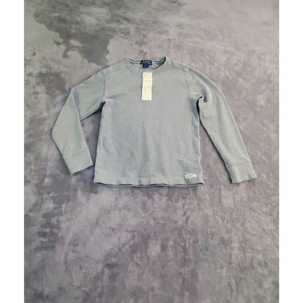 Polo Ralph Lauren Boys Sz S (8) Round Neck 3 Button Fleece Sweatshirt Gray C4